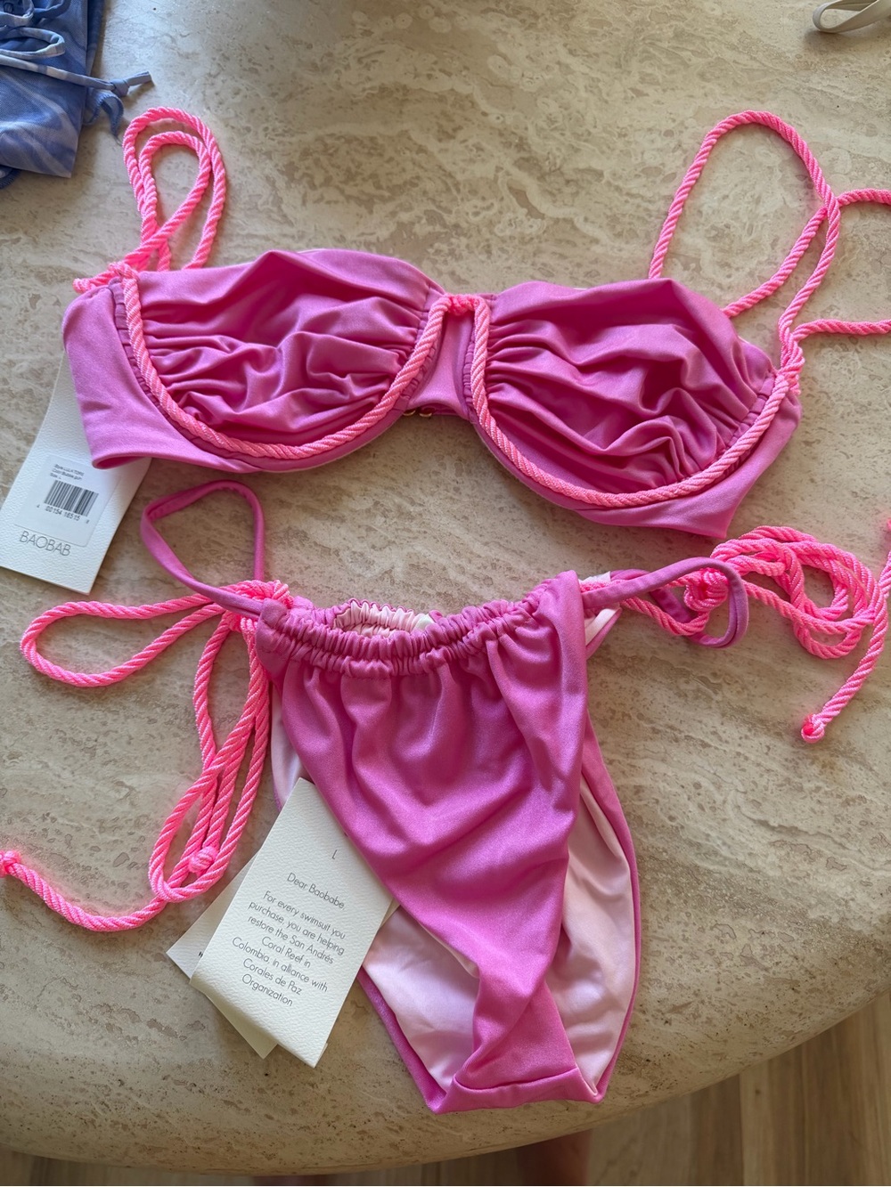 Baobab Collection Pink Rope-Trim Bikini Set - Picture 1 of 4